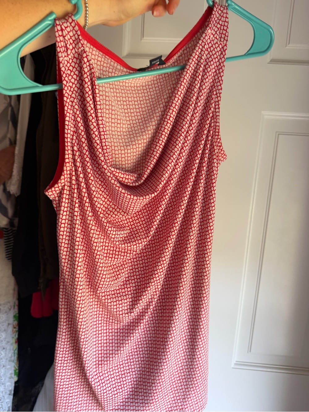 Nautica Red Patterned Draped Neck Sleeveless Camisole
